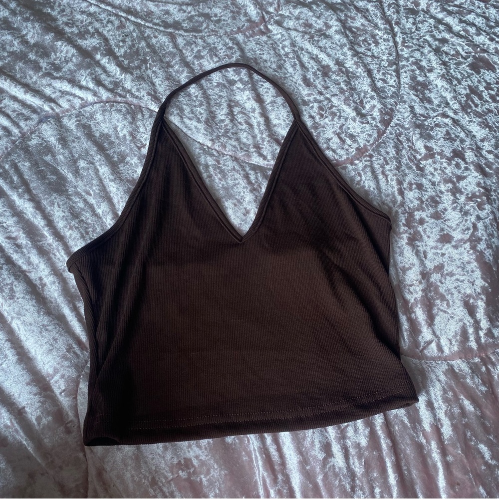 Brown Halter Neck Top